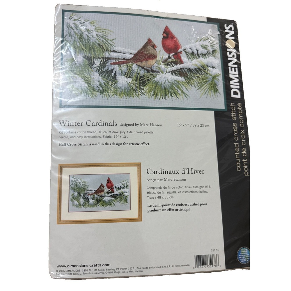 Dimensions Winter Cardinals Counted Cross Stitch Kit 35178 - New Sealed